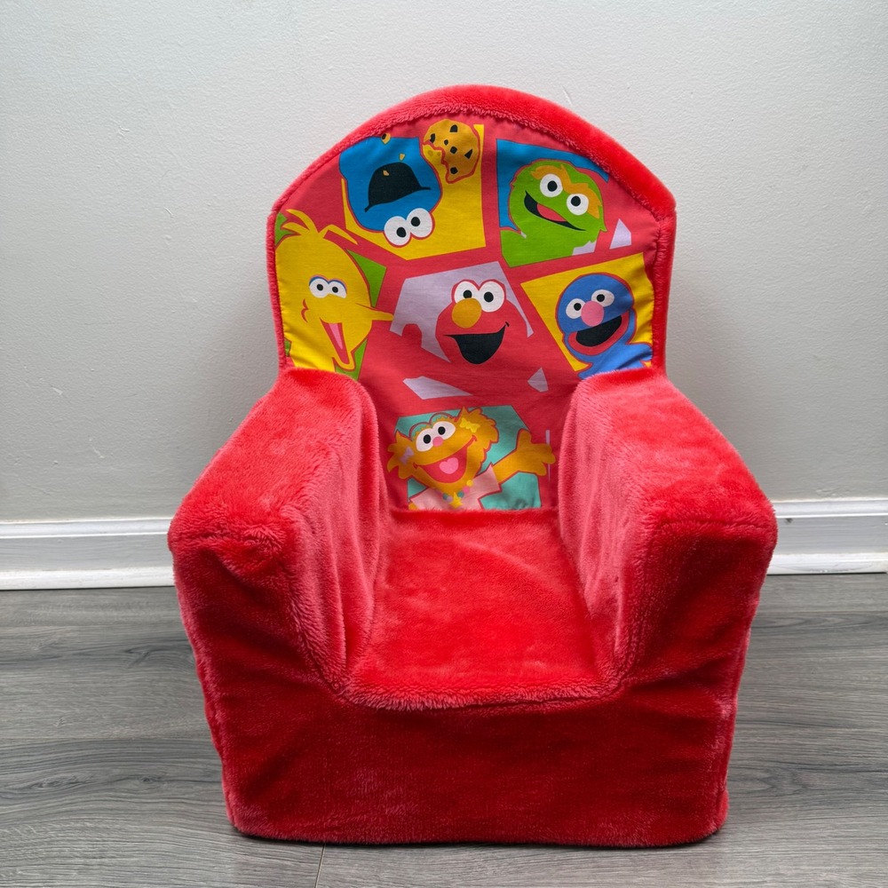 RARE Sesame Street Elmo & Friends Red Plush Toddler Foam Chair Spin Master 2004